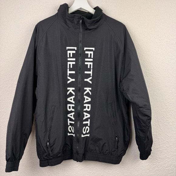 Harriton Jacket Mens Medium Fifty Karats Make Money Not Friends Full Zip Black - Picture 3 of 8